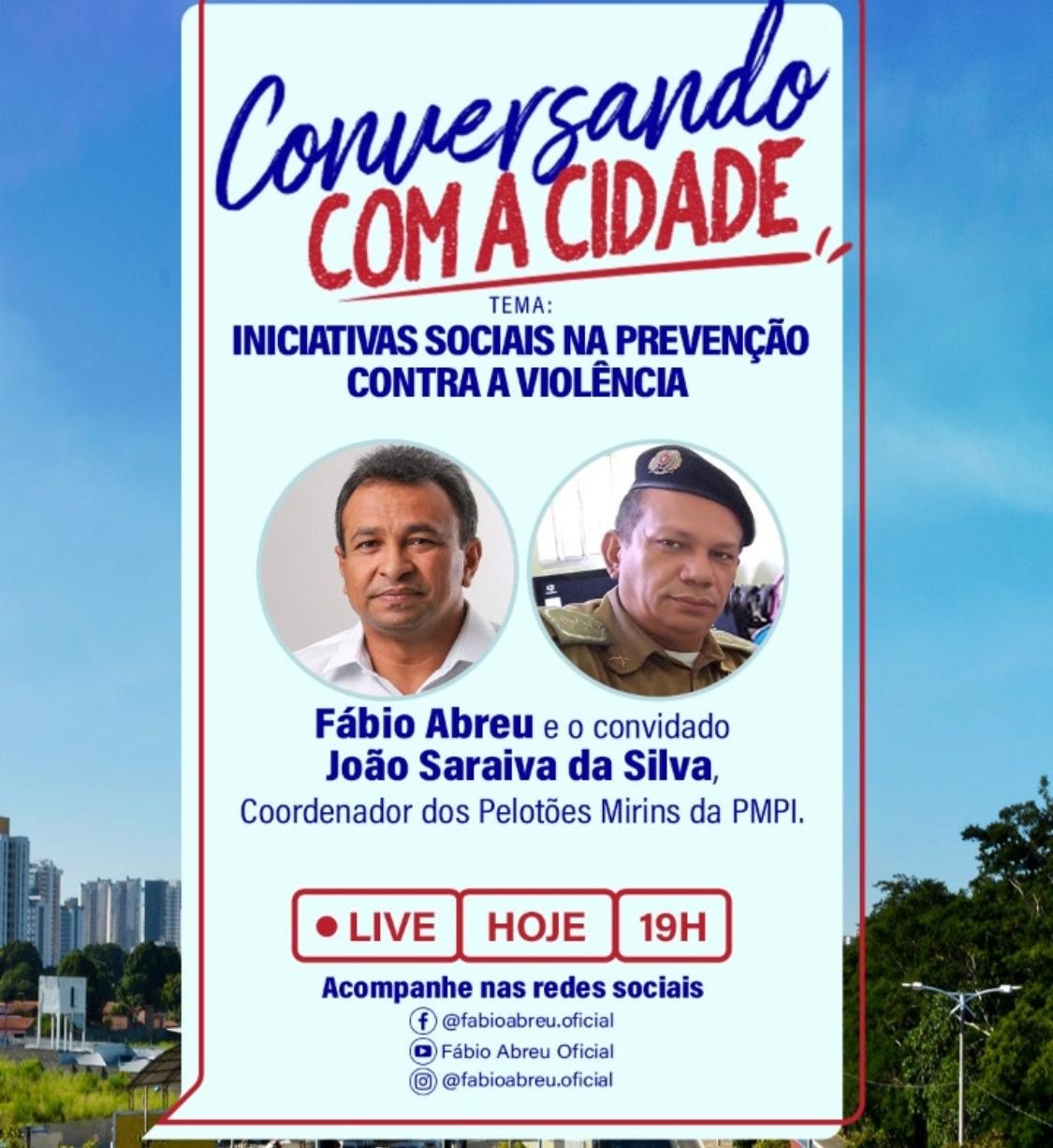 Fábio Abreu faz live hoje às 19h com o Coordenador dos Pelotões Mirins da PMPI