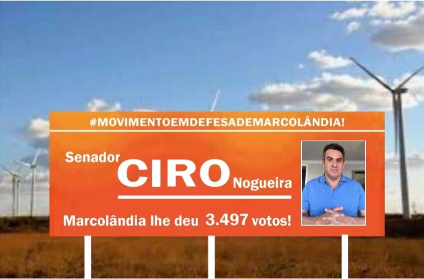  MOVIMENTO em defesa de Marcolândia confecciona OUTDOORS para mostrar a falta de lealdade do senador CIRO Nogueira