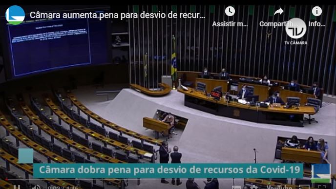 Deputados aprovam aumento de penas  para desvio de recursos destinados à pandemia