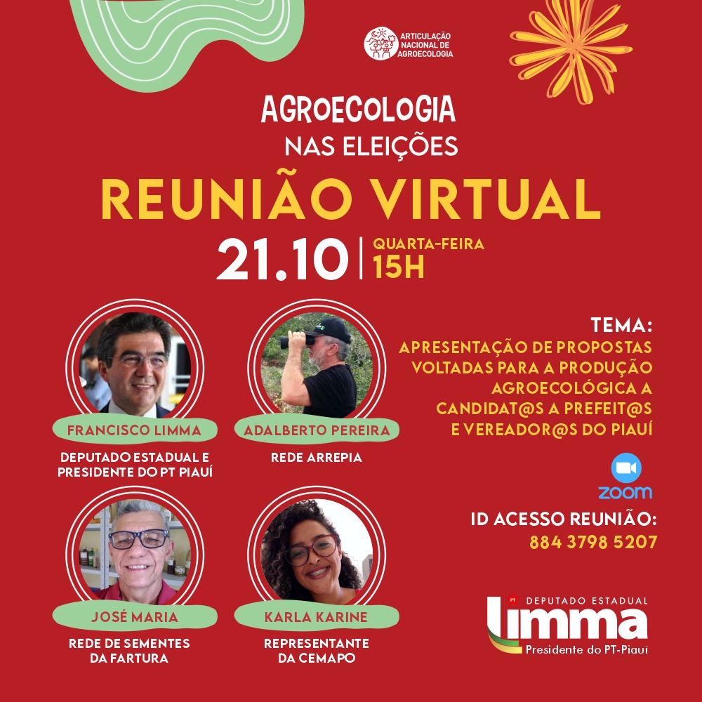 Agroecologia nas eleições será discutida com candidatos nesta quarta-feira(21)