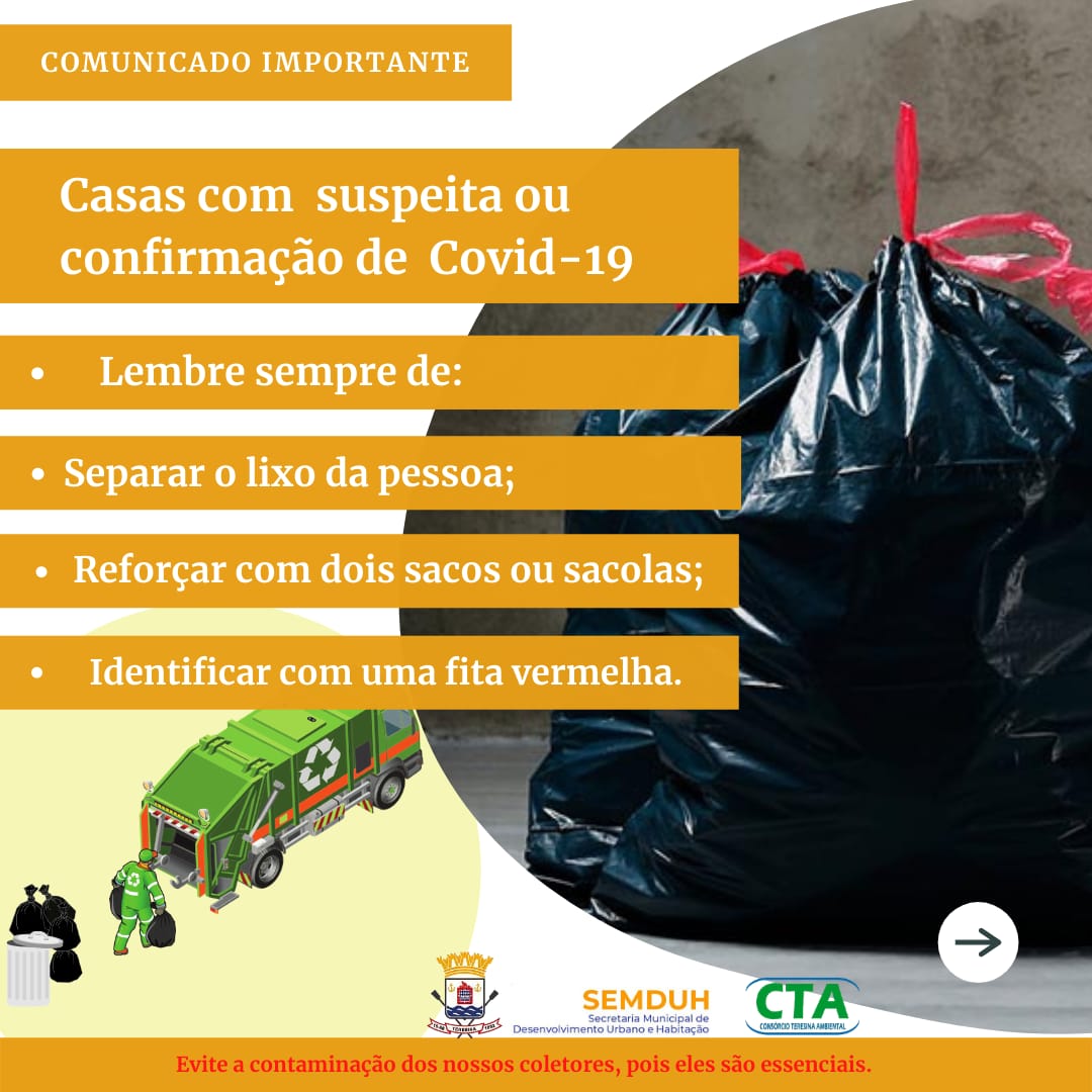 Lixo de casas onde há pessoas com Covid-19 deve ser identificado