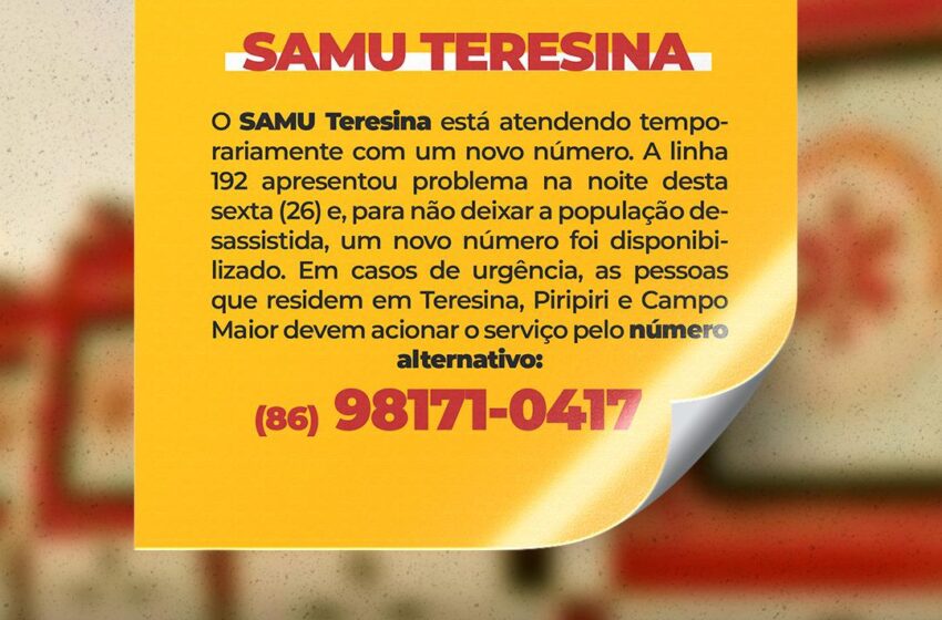  Telefone 192 do SAMU apresenta problema e a Prefeitura divulga número temporário