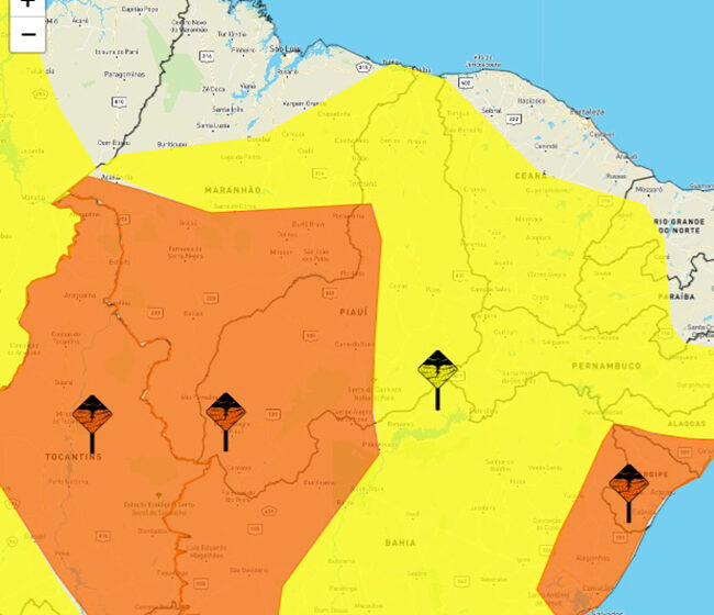  Inmet emite alertas amarelo e laranja de chuvas para  o Piauí