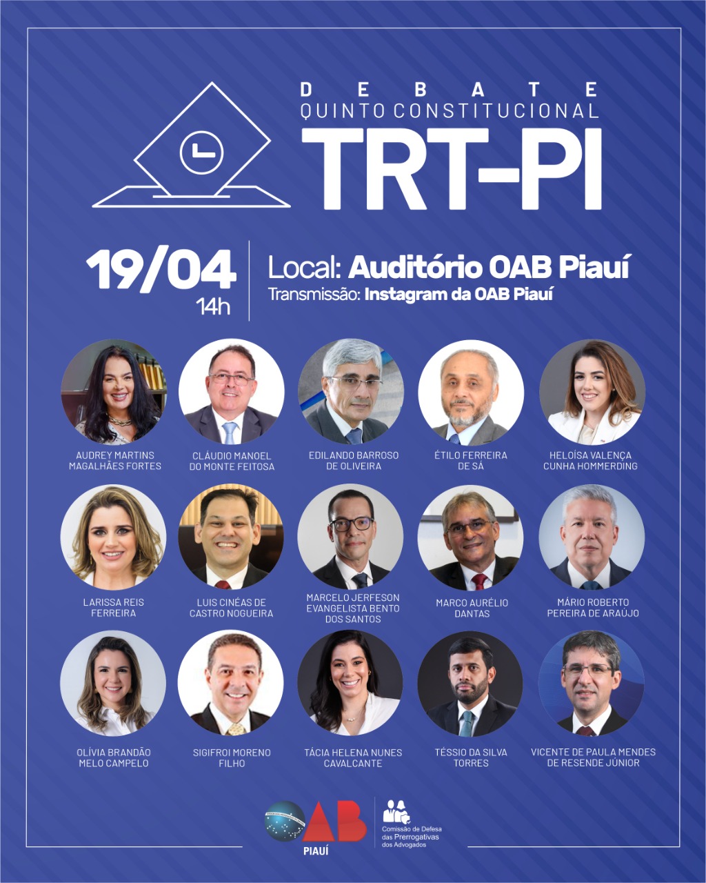 OAB realiza debate entre os candidatos ao TRT nessa terça(19) 