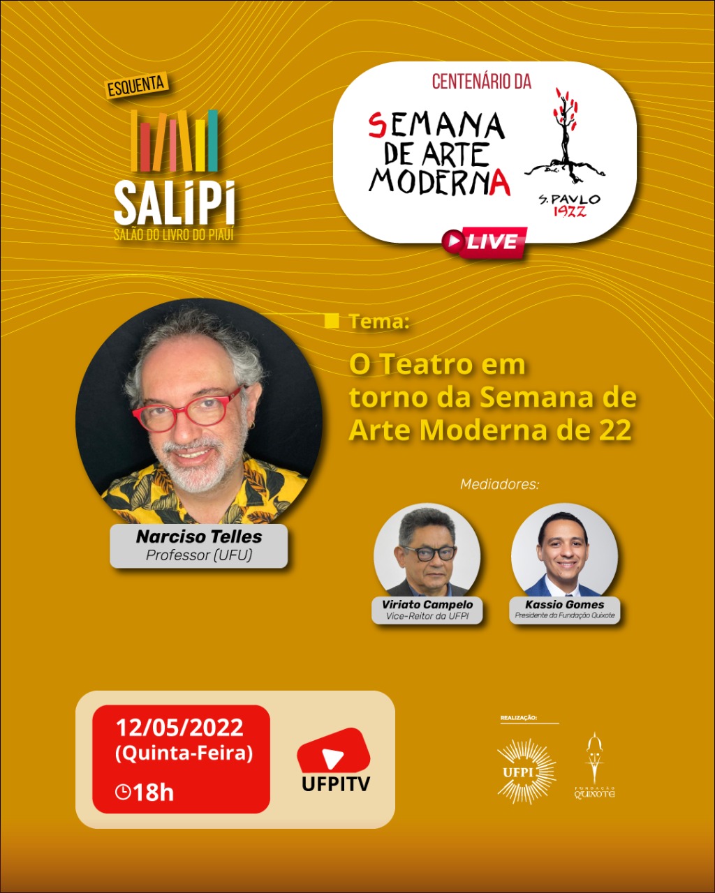“Esquenta Salipi” desta quinta (12) aborda o teatro e a Semana de 22