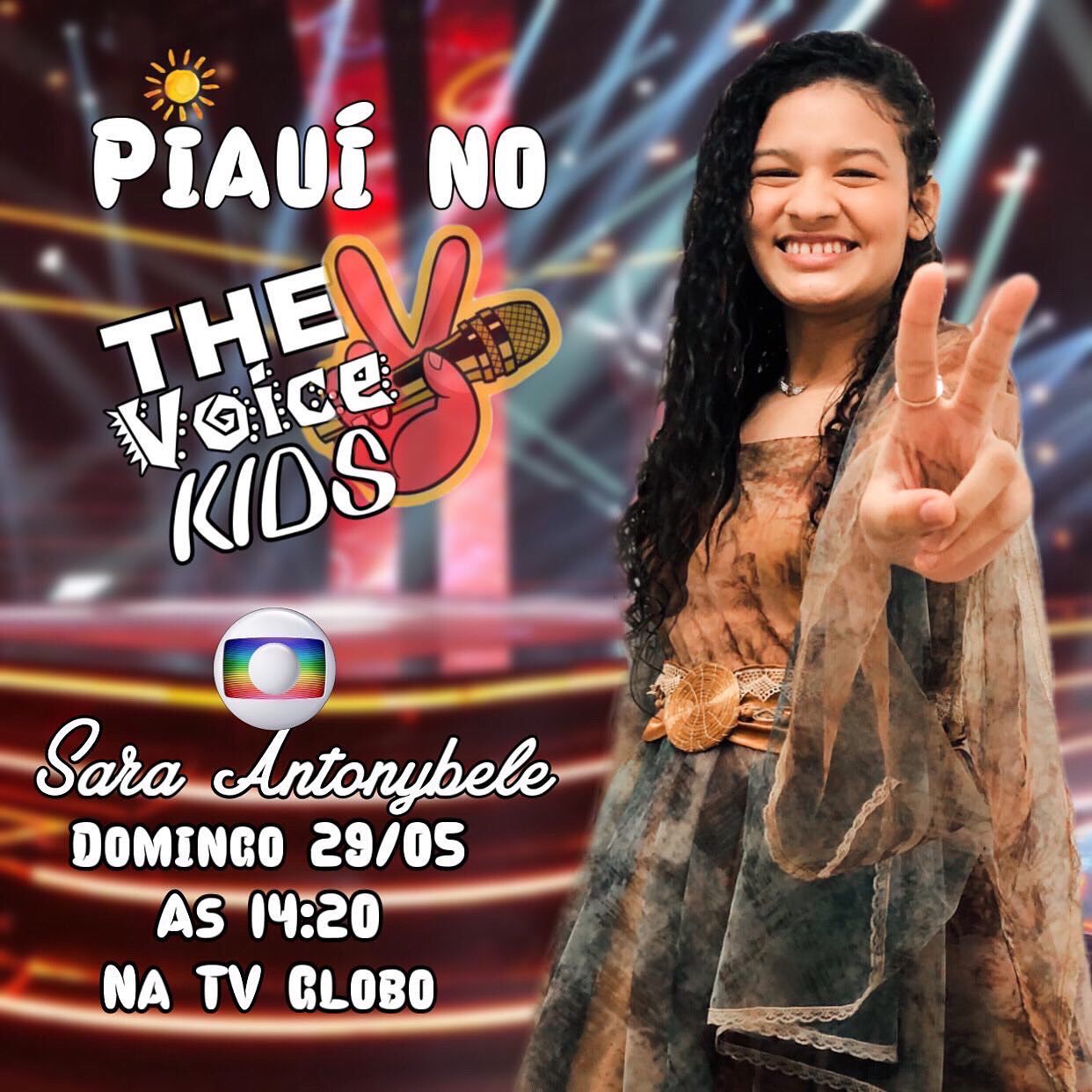 A piauiense Sara Antonybele participa do The Voice Kids domingo(29)