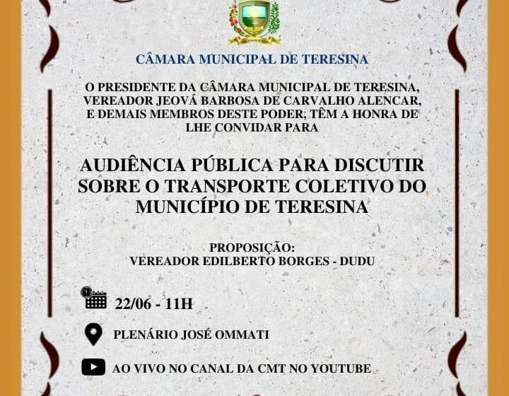  Câmara Municipal realiza audiência pública sobre transporte coletivo nesta quarta-feira (22)