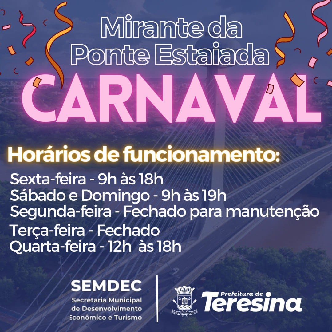 Mirante da Ponte Estaiada funcionará em horário diferenciado no período do Carnaval