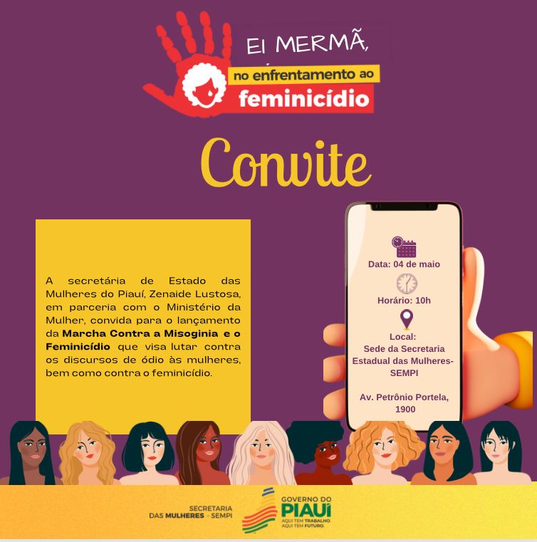 Secretaria da Mulher lança Marcha contra a Misoginia e o Feminicídio nesta quinta (4)