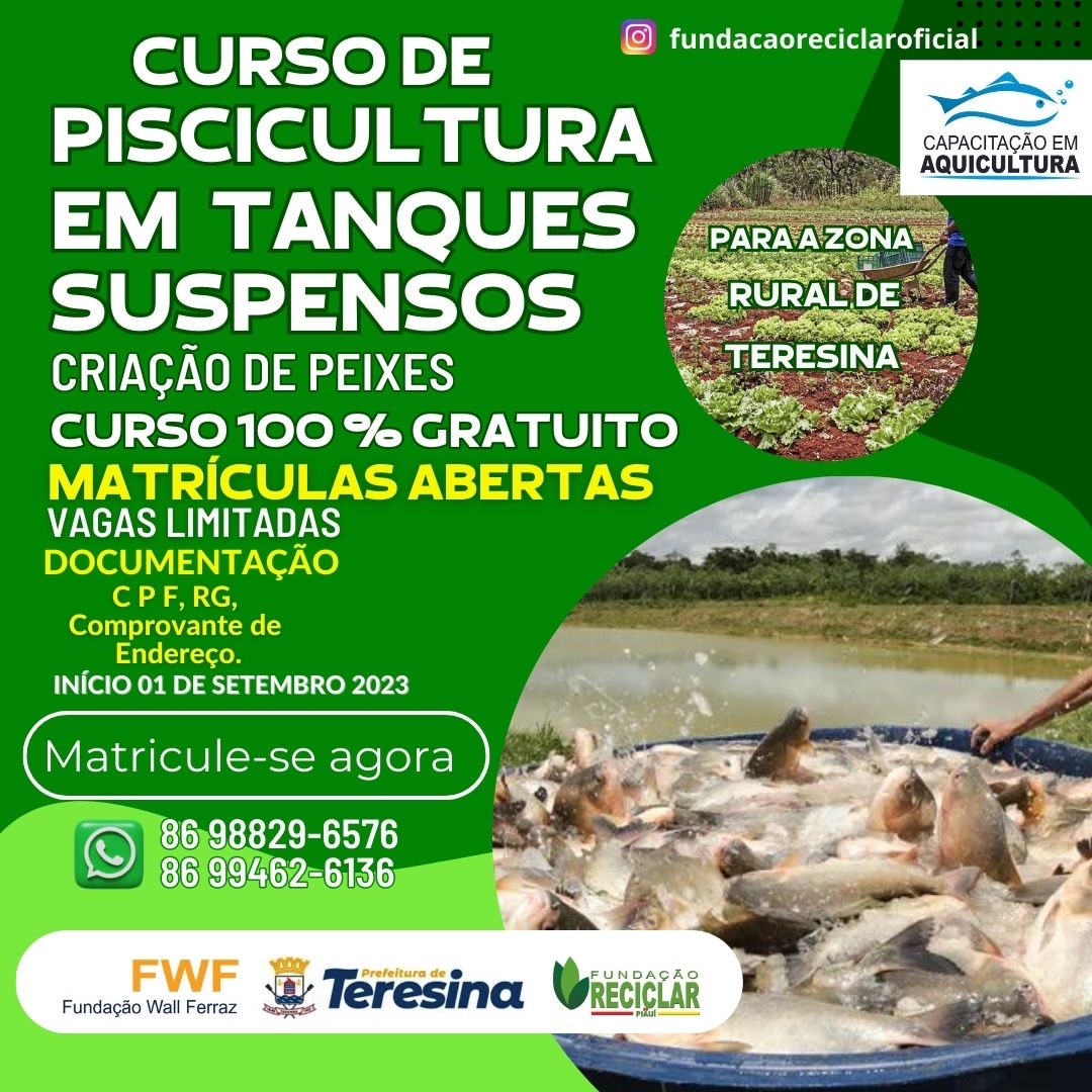 Prefeitura oferece curso de Piscicultura