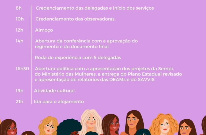  5ª Conferência Estadual de Políticas para Mulheres ocorre nesta quarta(13)