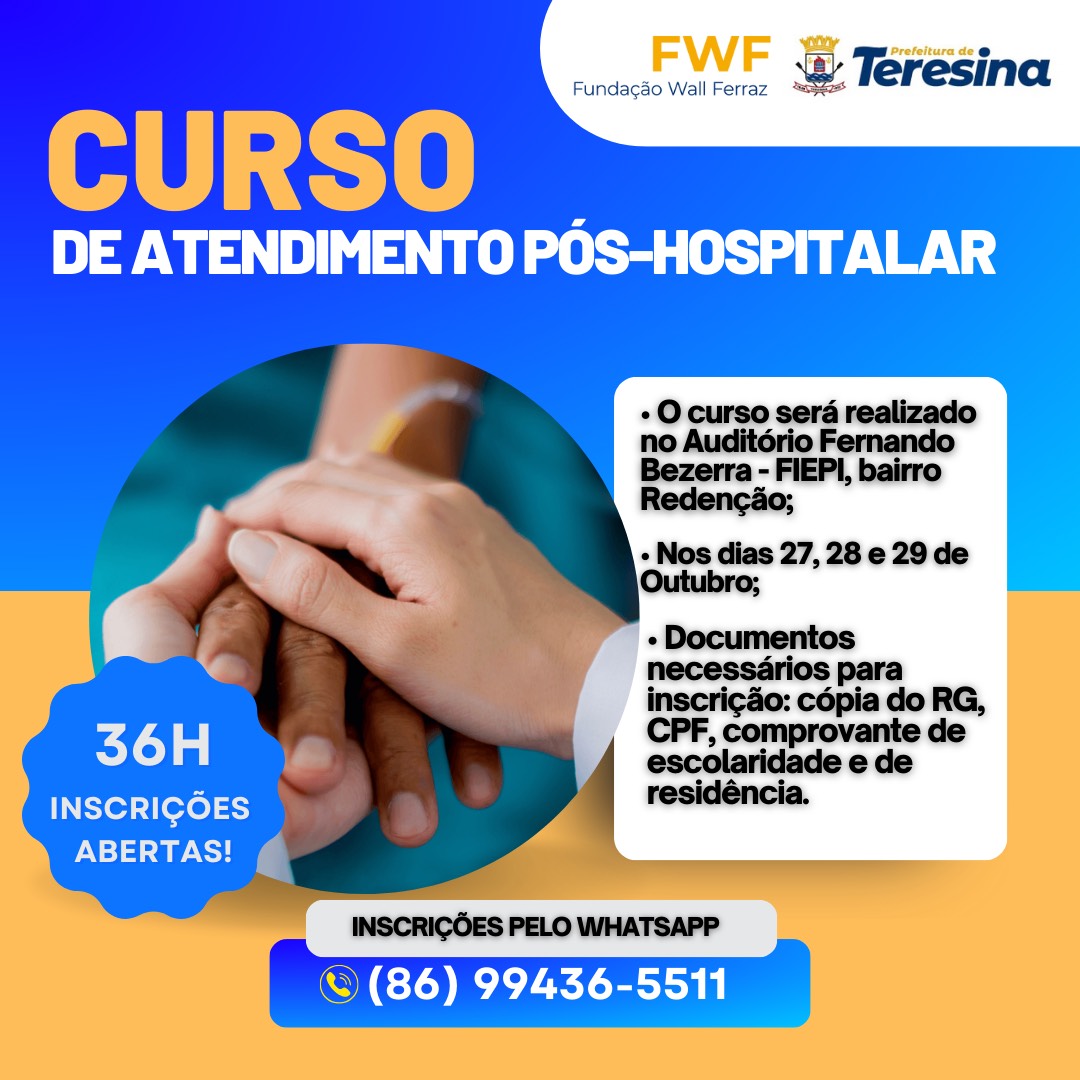 Prefeitura abre inscrições para curso de Atendimento Pós-hospitalar