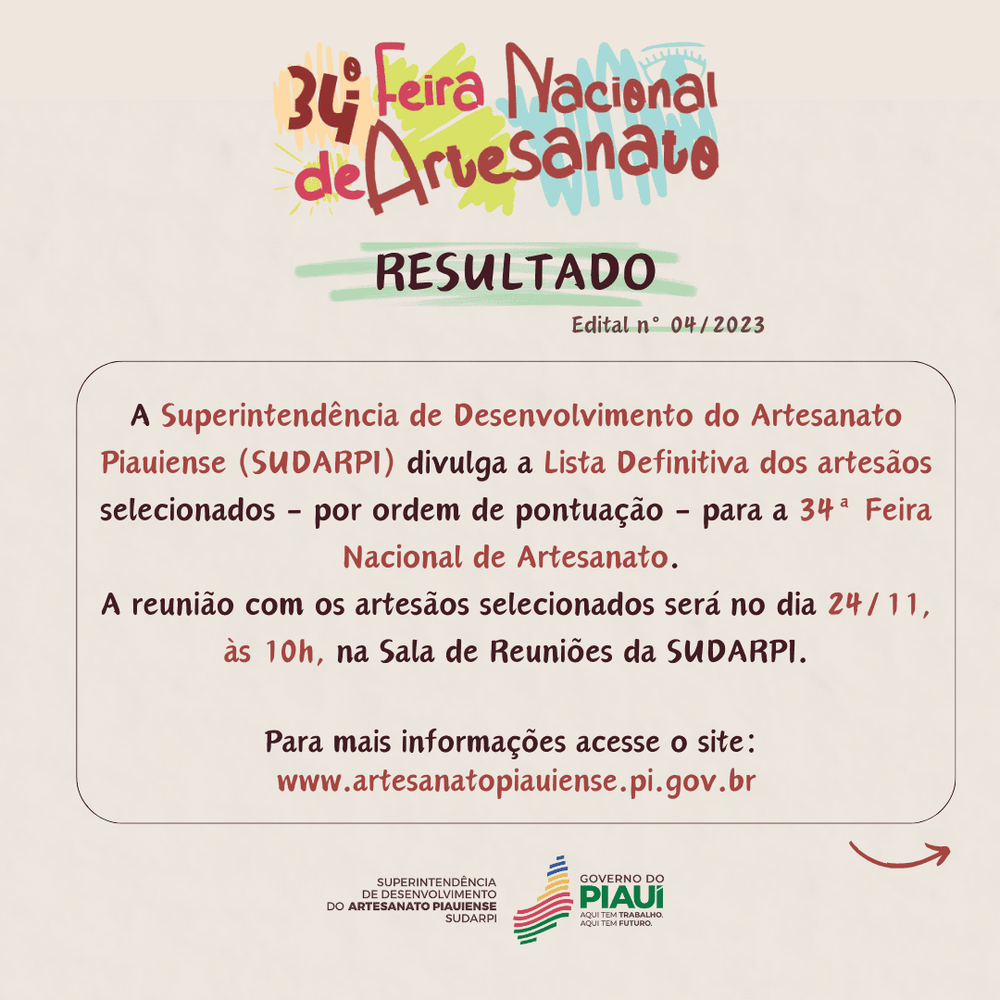 Superintendência do Artesanato divulga hoje(24) os artesões selecionados para Expominas