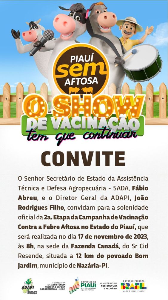 Campanha de Vacinação Contra Febre Aftosa é lançada hoje(17)