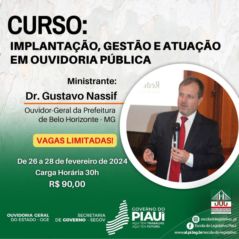 Escola do Legislativo oferece curso sobre implantação de Ouvidorias