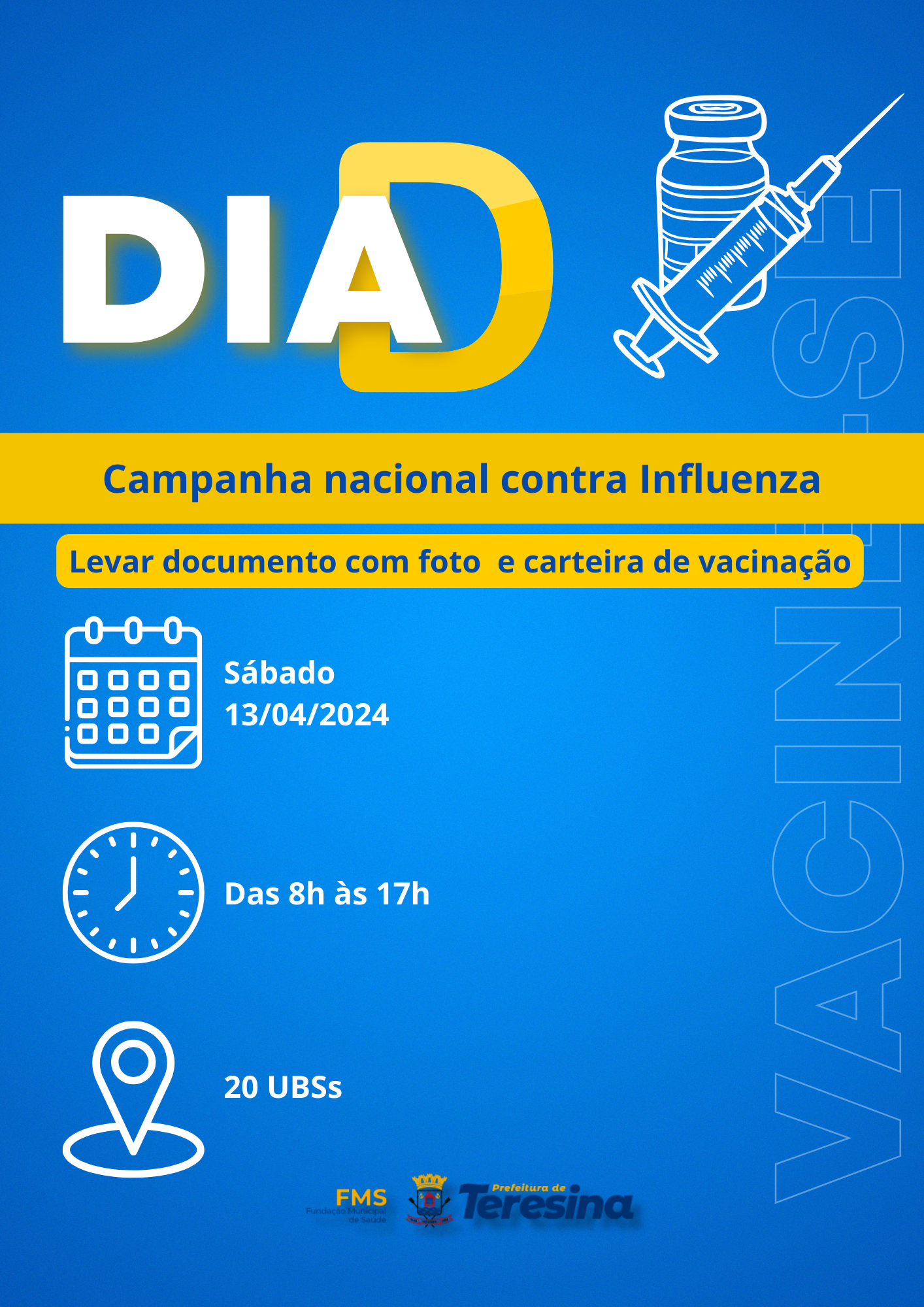 FMS abre 20 locais de vacinação contra gripe neste sábado(13)