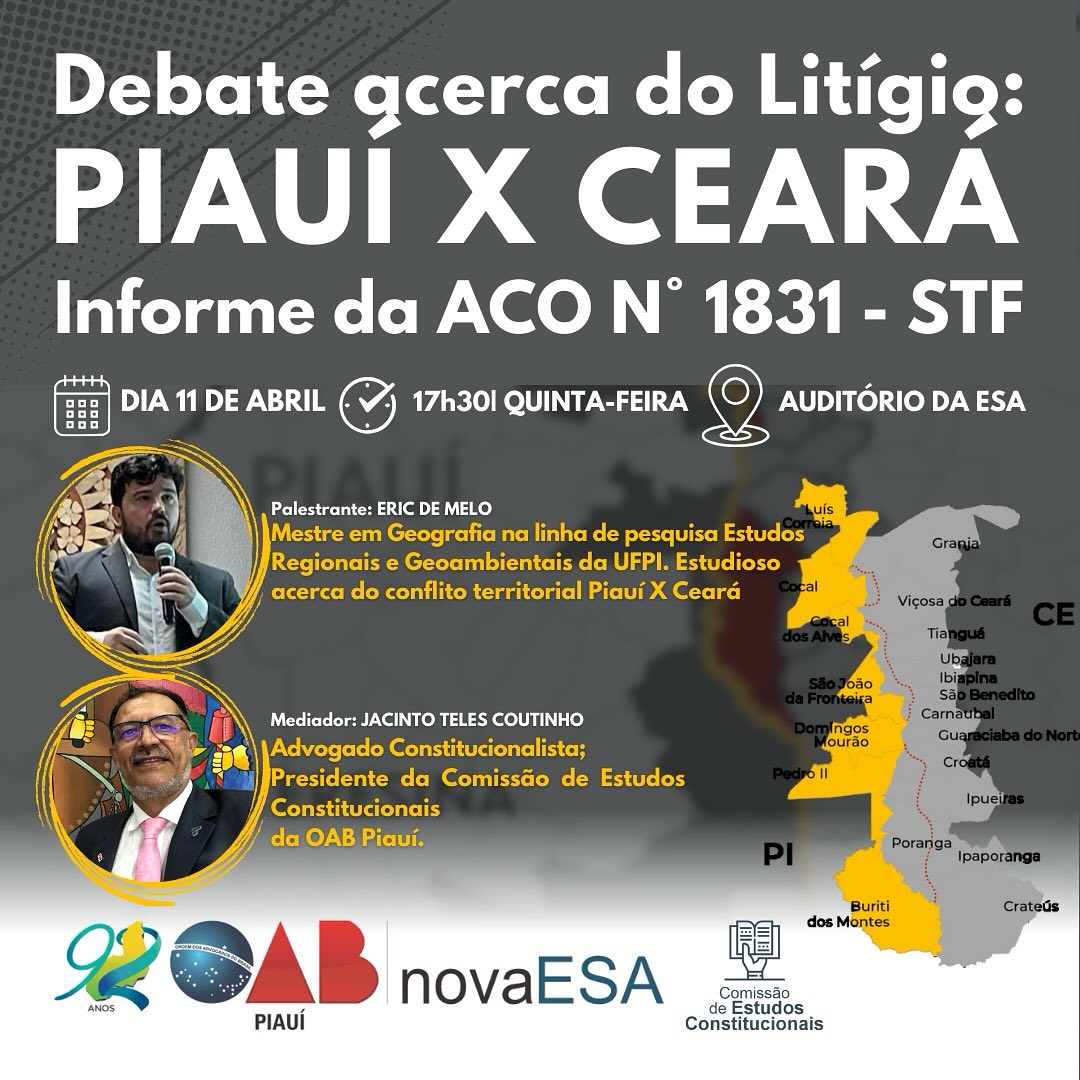 OAB realiza Debate sobre o Litígio Piauí x Ceará nesta quinta(11)