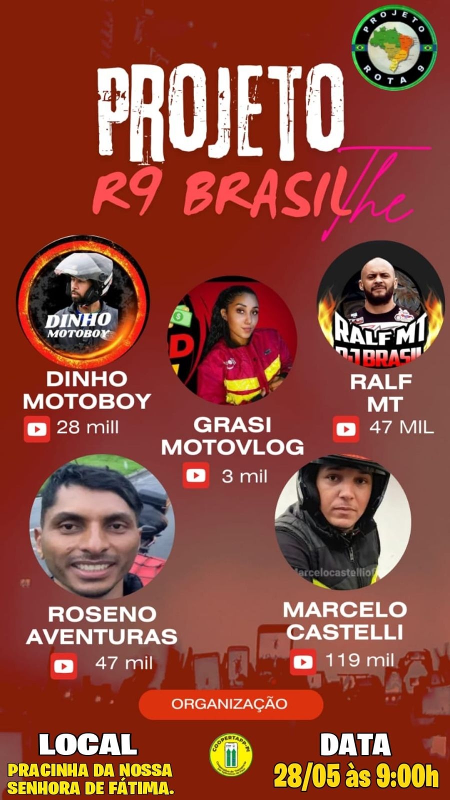 Projeto R9 Brasil realiza ação em Teresina nesta terça(28)