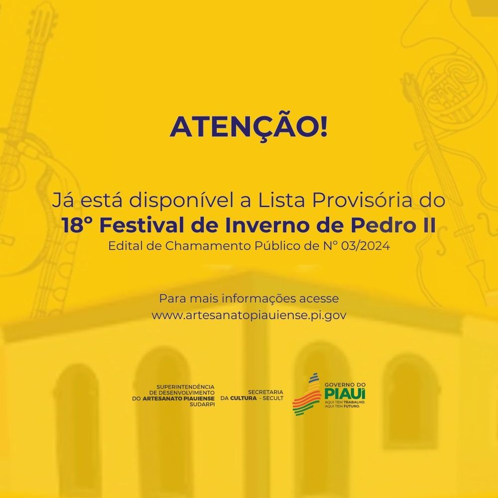 Secretaria de Cultura divulga artesãos selecionados para Festival de Inverno de Pedro II