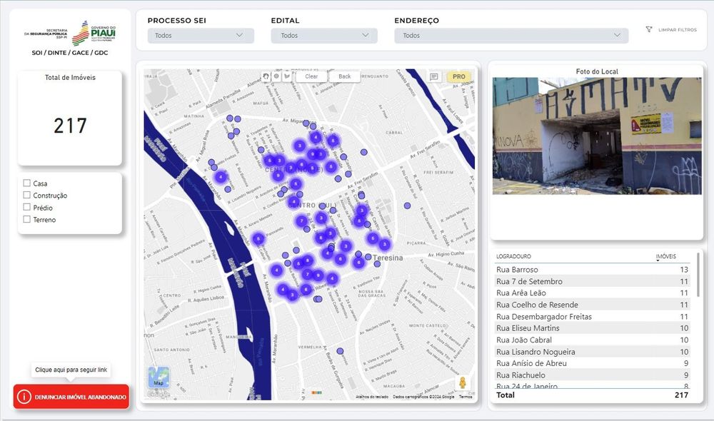 Secretaria da Segurança identifica 217 imóveis abandonados no Centro de Teresina