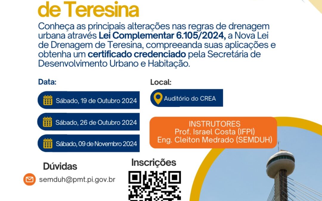 Prefeitura inicia inscrições para curso de drenagem urbana