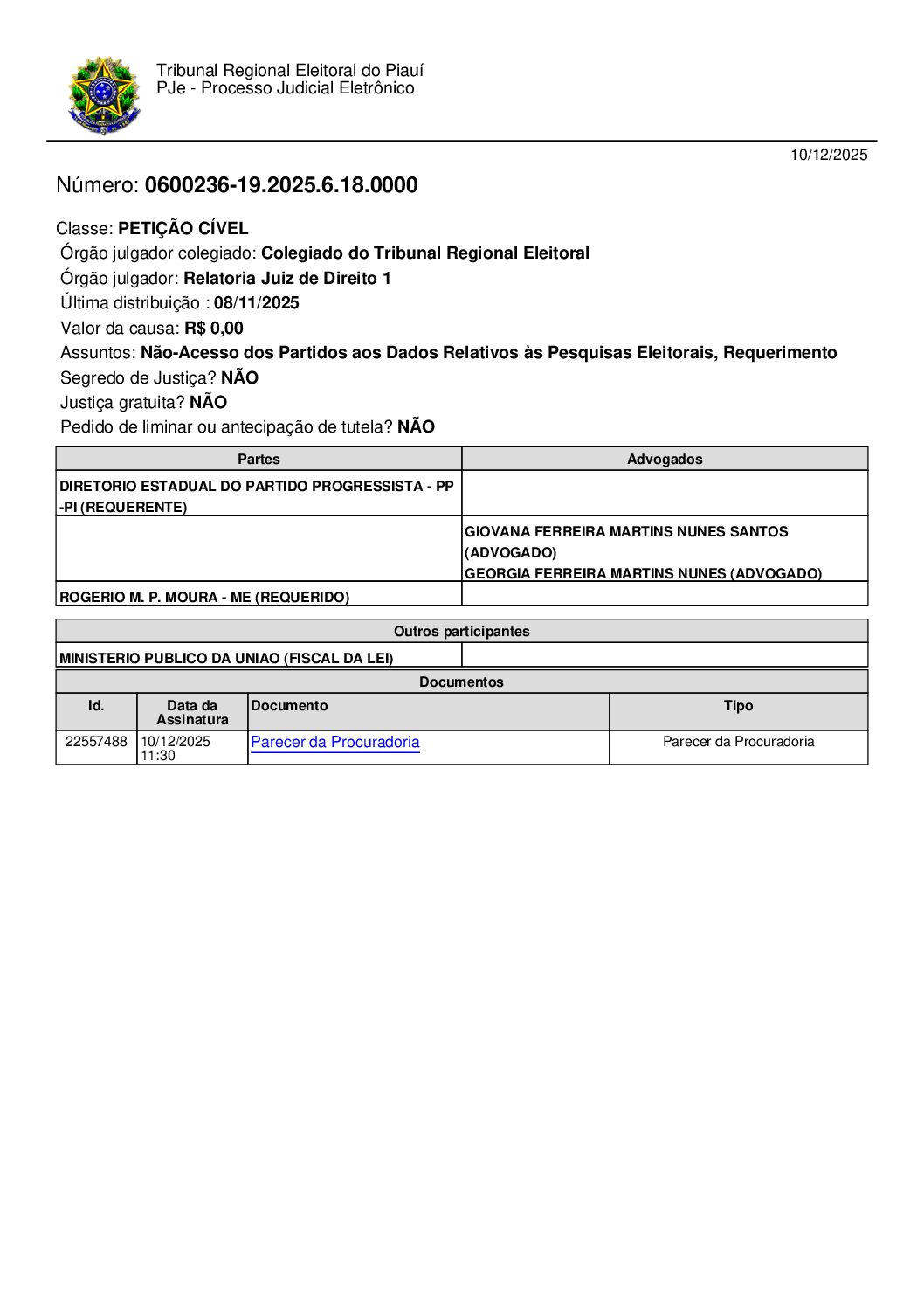 PP ganha na Justiça ação contra empresas de pesquisas