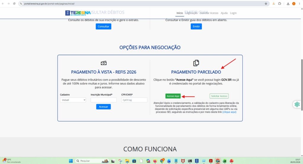 O portal do REFIS está disponível pelo GOV.BR