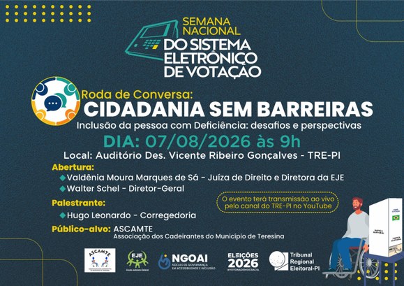 TRE promove roda de conversa para pessoas com deficiência nesta sexta(07)